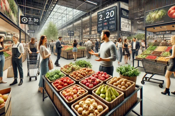 DALL·E 2024-06-17 12.58.18 – A highly realistic and modern scene depicting the commercialization of agricultural products in a bustling contemporary market setting. The market sta DALL·E 2024-06-17 12.58.18 - A highly realistic and modern scene depicting the commercialization of agricultural products in a bustling contemporary market setting. The market sta